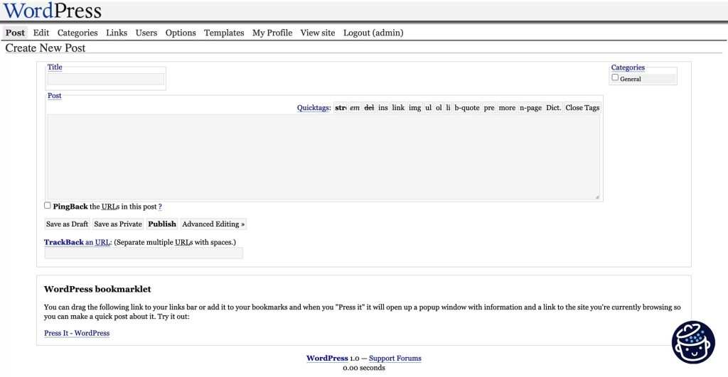WordPress 1.0 версия