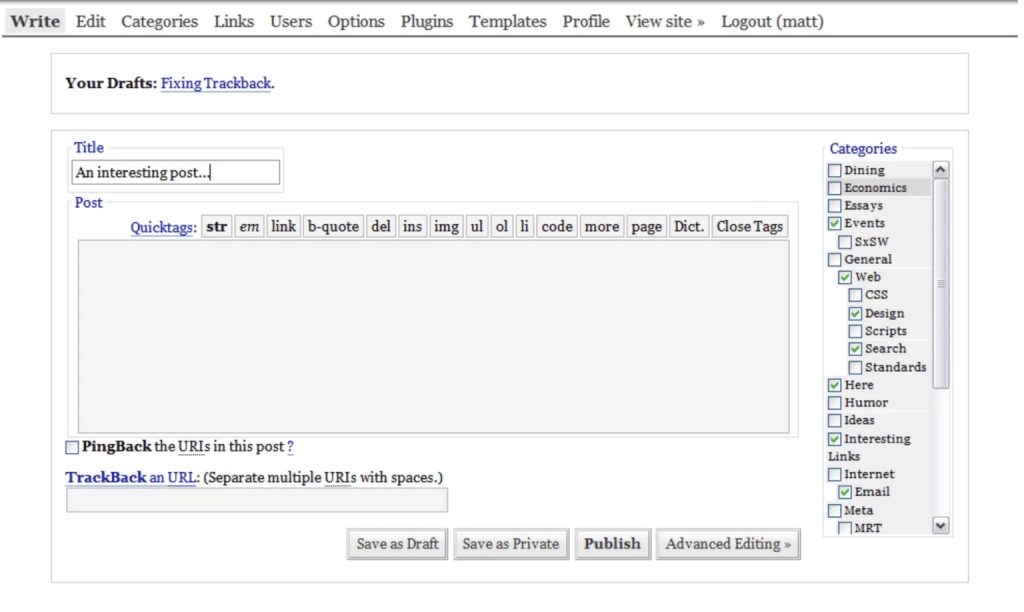Wordpress version 1.2