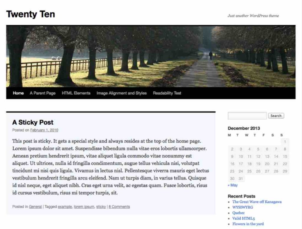 Twenty Ten theme