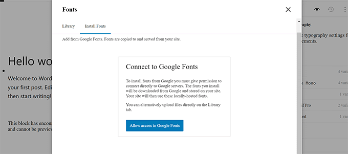 WordPress 6.4 допълнителна библиотека за шрифтове 2 