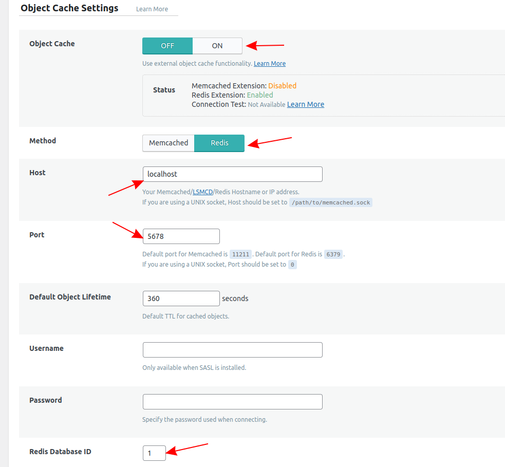 If you use more than one WordPress site and Redis for them, you need to fill in a different Redis Database ID value for EACH website - from 1 to 15.