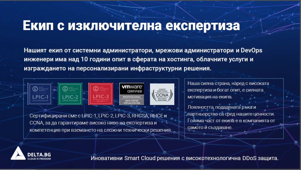 Сертификати на екипа на Delta.BG