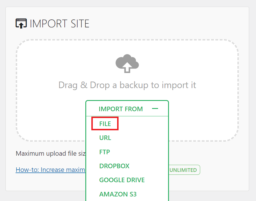 Избор на Import From → File и качване на файл