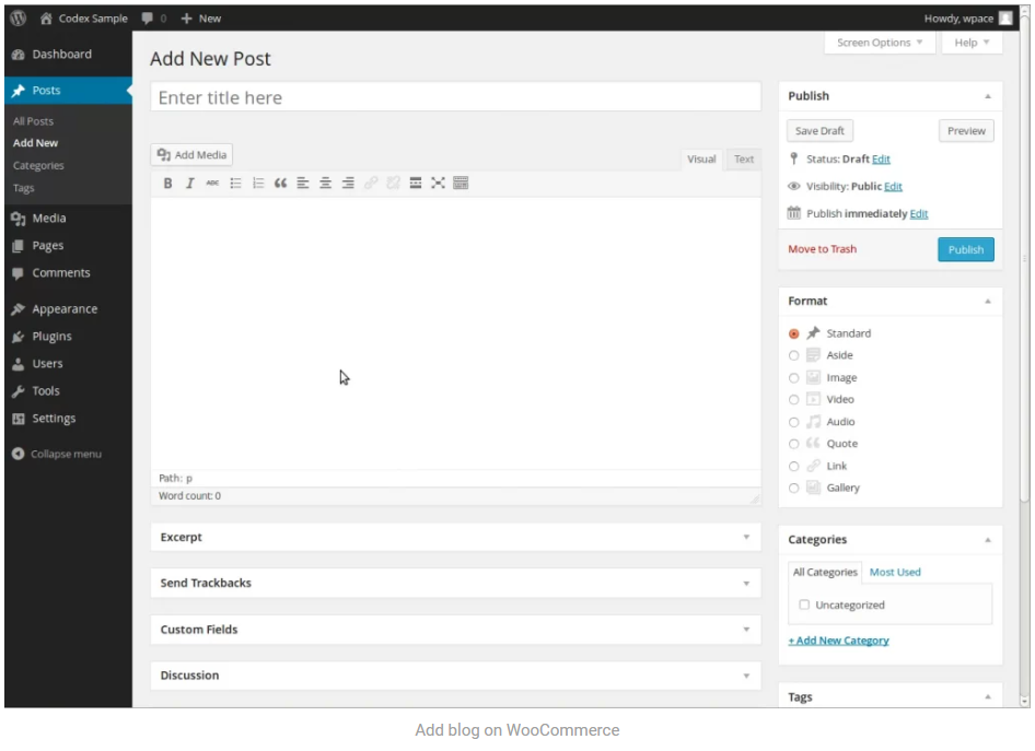 WordPress добавяне на нова публикация