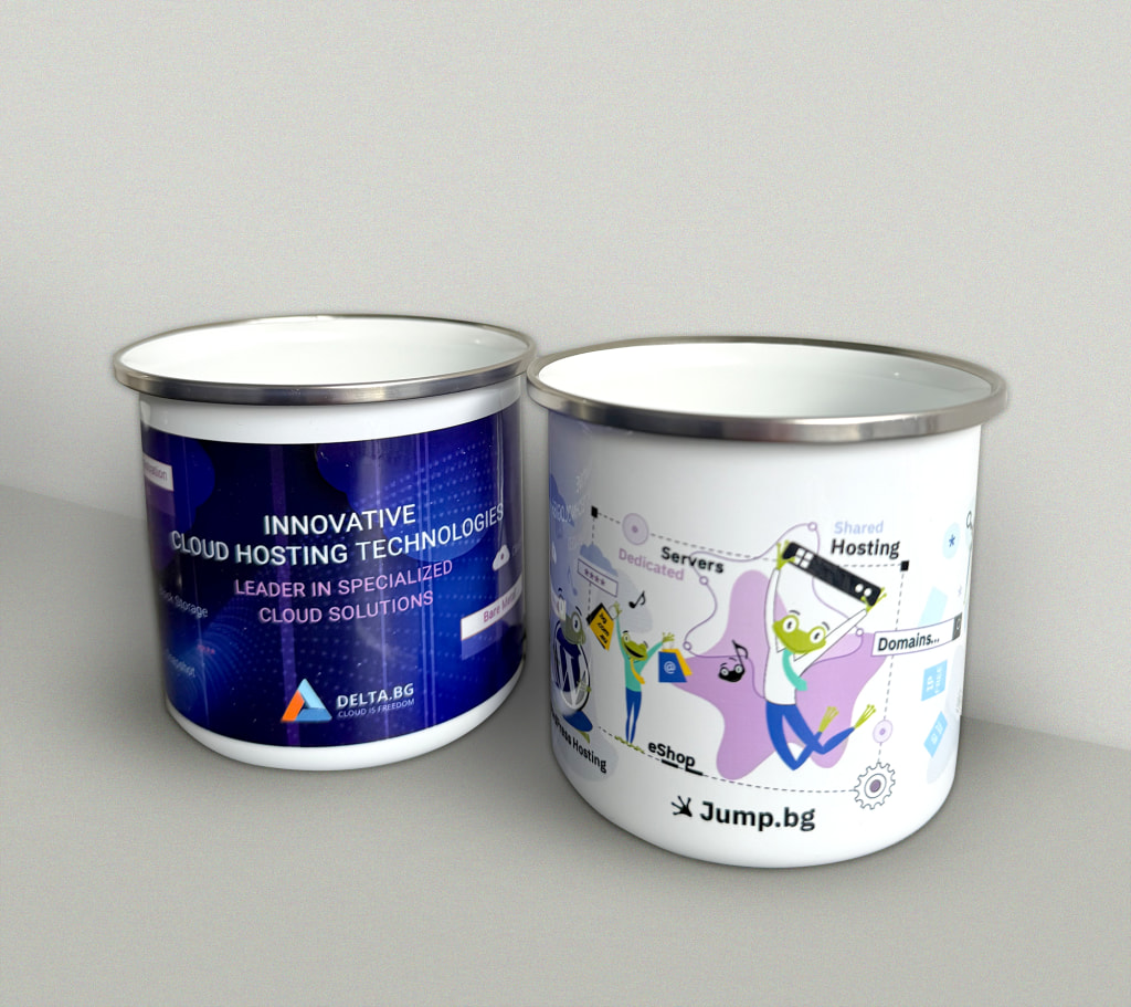 Branded Delta.bg and Jump.bg mugs