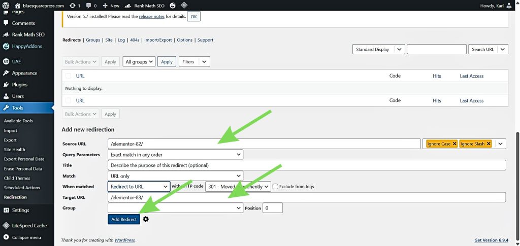 Добавете ново пренасочване