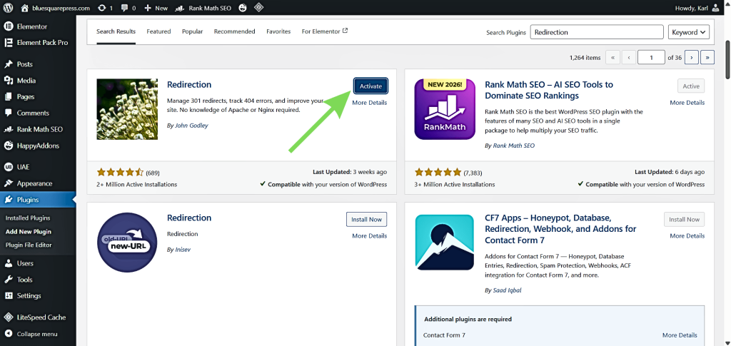 Инсталирайте плъгина Redirection