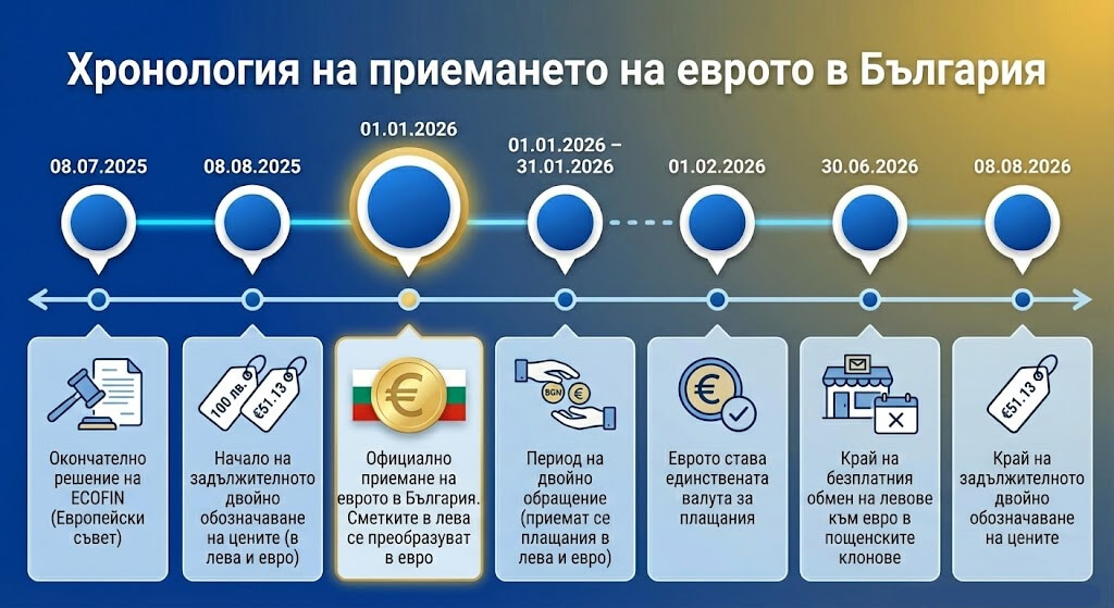 Хронология на промените за приемане на Еврото в България