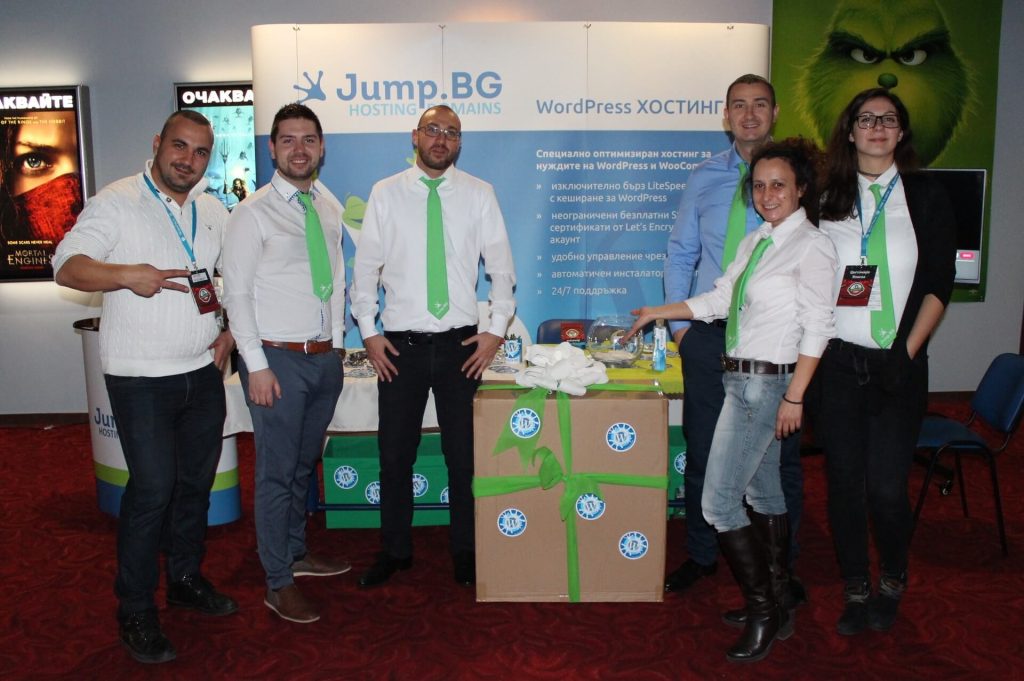 Екипът на Jump.BG на щанда по време на WordCamp Sofia 2018