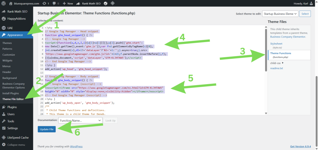 Добавяне на код в редактора на файлове на темата