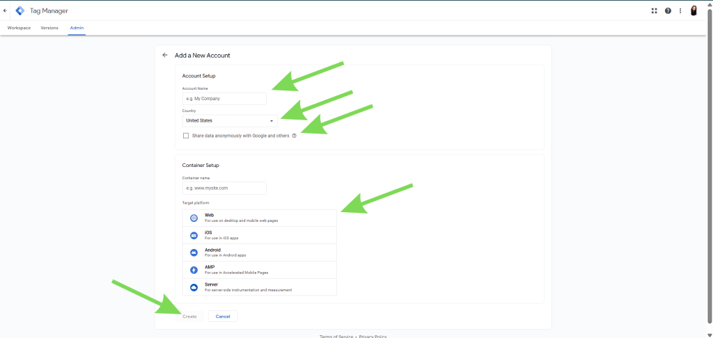 Създайте своя GTM акаунт