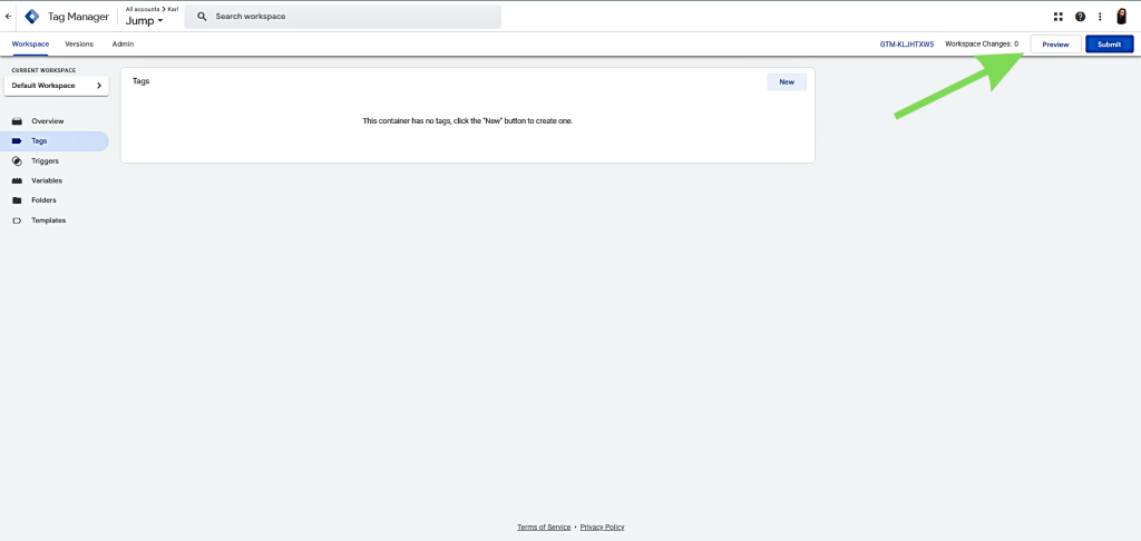 Активирайте режим на преглед на GTM