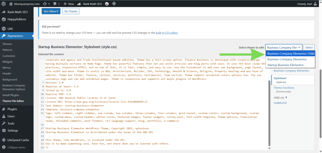 Уверете се, че подтемата Ви е активна