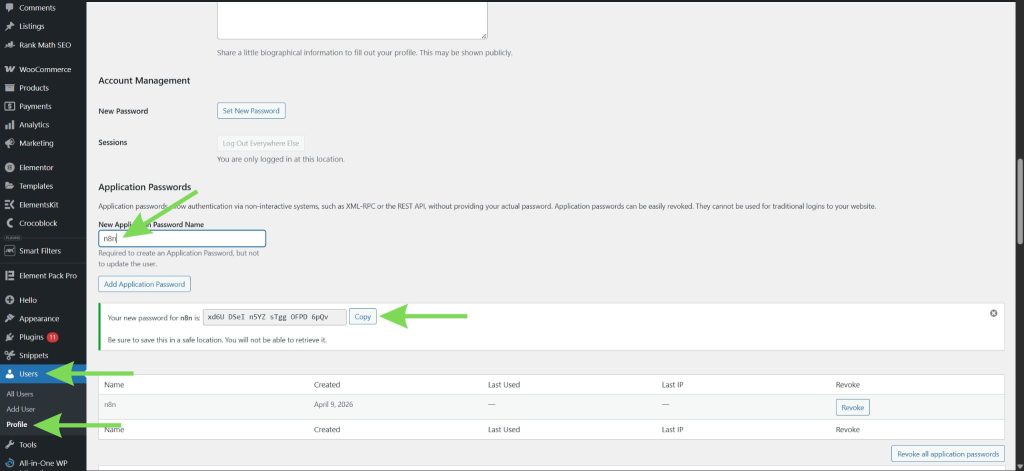 Създайте парола за приложението за връзката с n8n