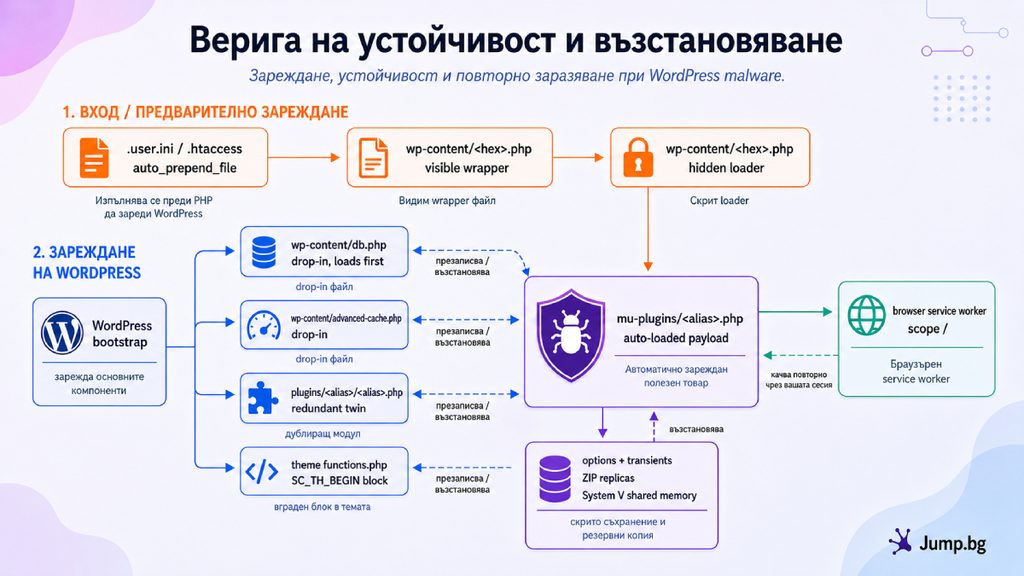 Верига на устойчивост и възстановяване на SC 4.0.3 при инфектиране на WordPress